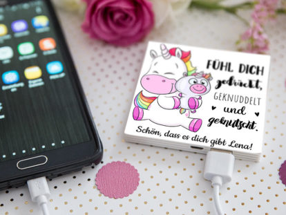 Powerbank mit Foto Einhorn